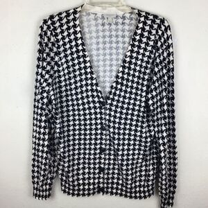 Talbots Black and White Houndstooth Cardigan